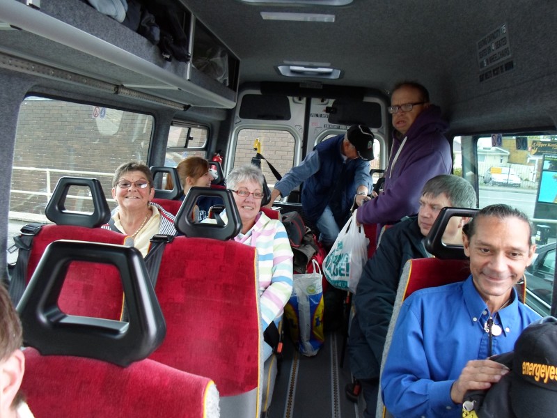 Leaving Weston June, Barbara, Becky, Vic (our wonderful volunteer driver), James, Ernest, Warren